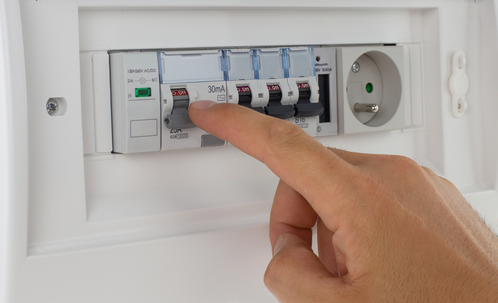 Circuit,Breaker,Board,Displays,Many,Switches,-,Off