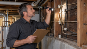 electrician identifying knob and tube wiring